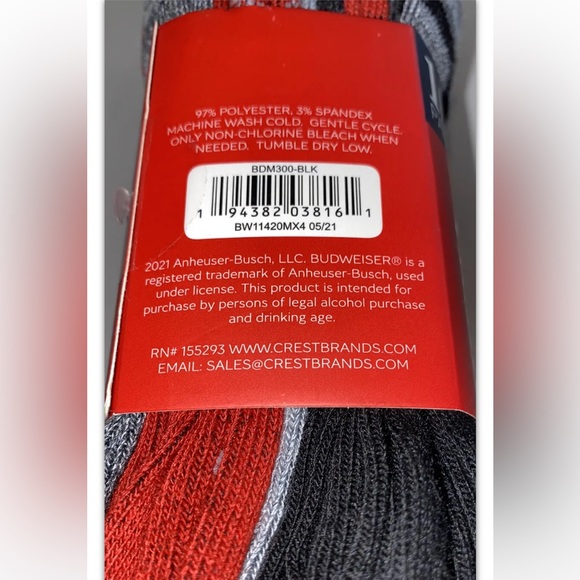Budweiser Beer No Show Socks 10 Pair Men’s 6-12 Black Gray Red w Logos Light Bud - Picture 5 of 12